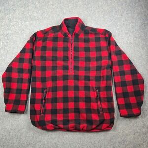 Chubbies Reversible Jacket Mens Large Red Buffalo Plaid Fleece Vintage Pullover